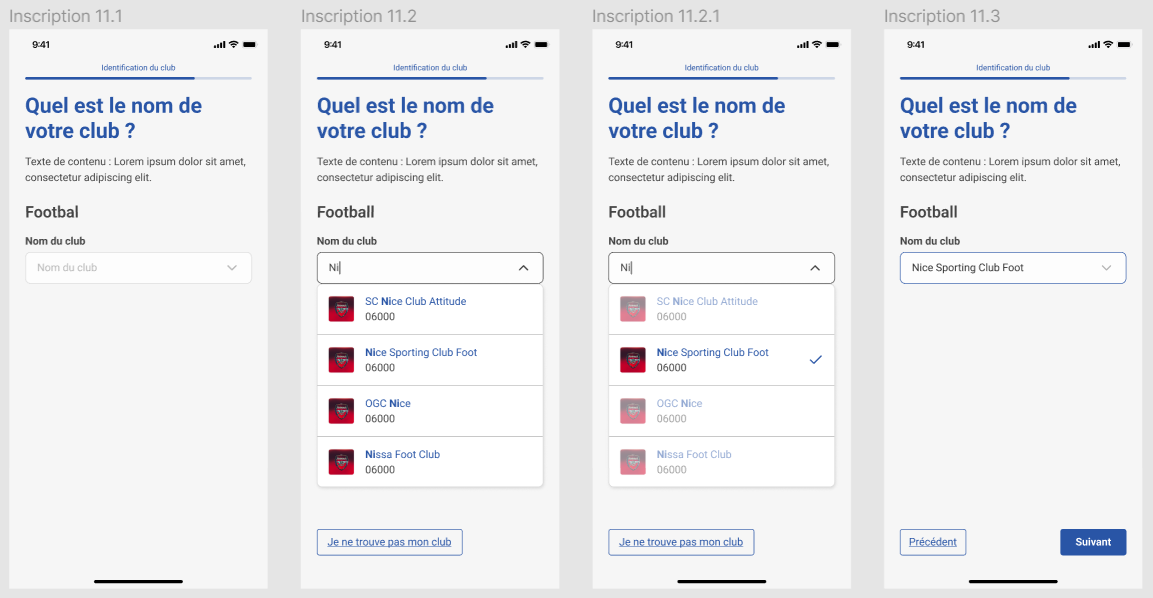 Club Selection Screen