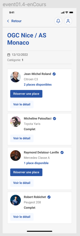 Event Drivers Screen